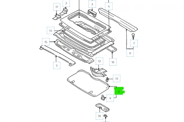 MOLDURA, PARASOL DEL TECHO CORREDIZO