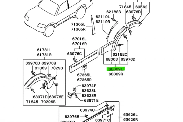 MOLDURA DE PUERTA TRASERA IZQUIERDA