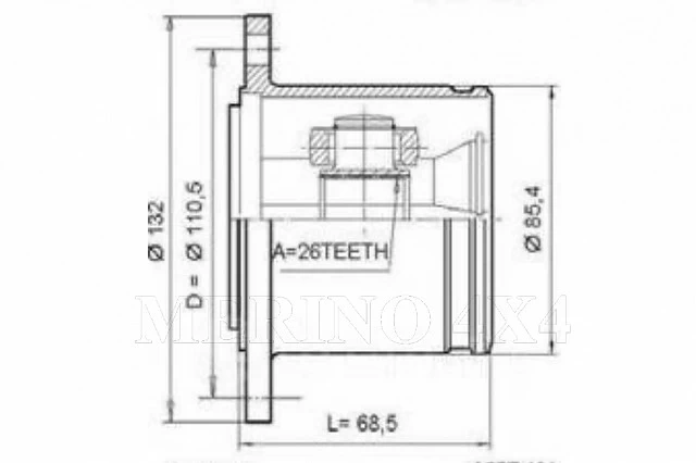 HOMOCINETICA INTERIOR PALIER DELANTERO DERECHO 26 ESTRIAS INTERIOR