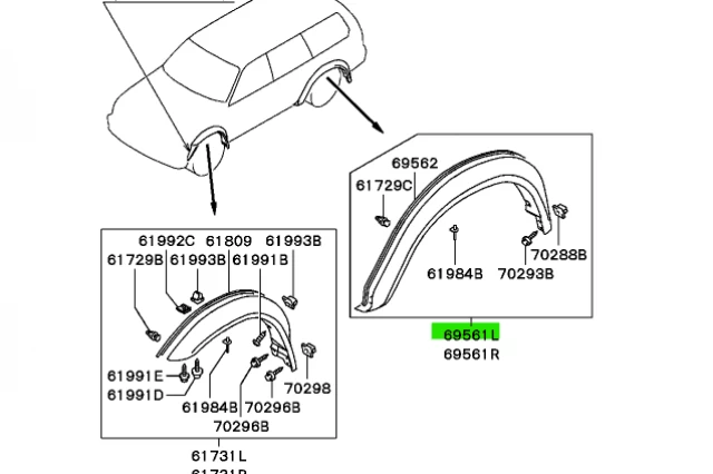 EMBELLECEDOR DE GUARDABARROS TRASERO IZQUIERDO