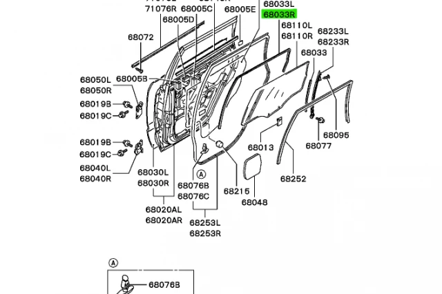 BURLETE INTERNO DEL VIDRIO DE LA PUERTA TRASERA DERECHA