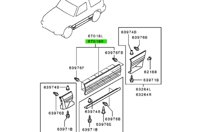 MOLDURA EXTERIOR DE LA PUERTA DELANTERA DERECHA