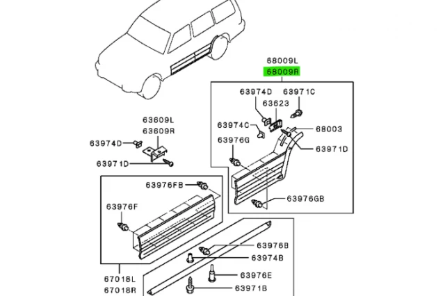 MOLDURA DE ARCO DE RUEDA TRASERA DERECHA
