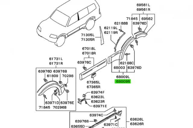MOLDURA DE LA PUERTA TRASERA DERECHA