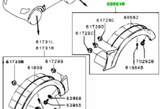 MOLDURA DEL GUARDABARROS TRASERO DERECHO