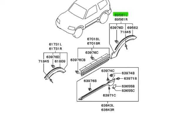 MOLDURA O ALET�N TRASERO IZQUIERDO