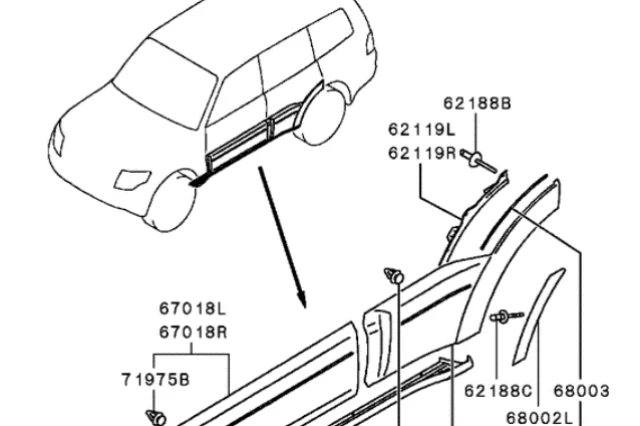 GUARNECIDO O MOLDURA DE LA PUERTA TRASERA DERECHA GUARNECIDO O MOLDURA DE LA PUERTA TRASERA DERECHA
